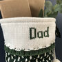 Personalised Green Christmas Stocking With Knitted Cuff, thumbnail 2 of 5