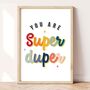 Children's You Are Super Duper Glitter Art Print, thumbnail 1 of 7