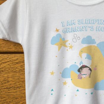 Moon And Stars Sleeping Little Girl Message T Shirt, 3 of 4