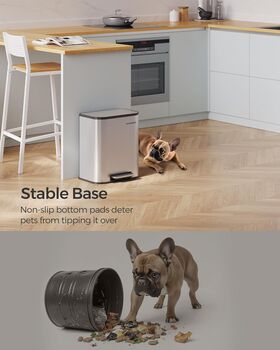 20 L Steel Waste Bin With Soft Close Lid And Pedal, 6 of 9