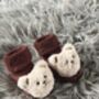 Burgundy Teddy Bear Baby Socks, thumbnail 8 of 9