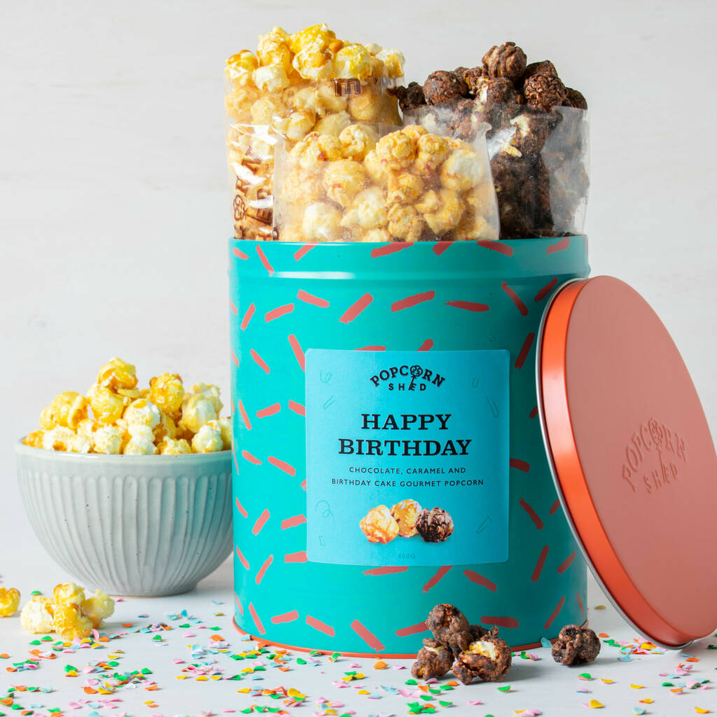 Happy Birthday Popcorn Gift Tin, 1 of 4