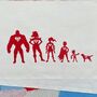 Personalised Tea Towel Superhero Family, thumbnail 3 of 9