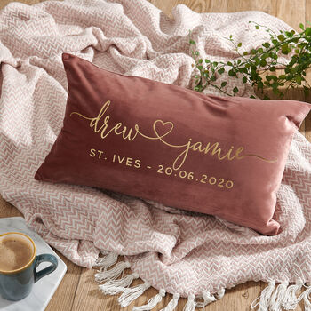 Personalised Couples Rectangle Velvet Cushion, 2 of 11