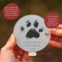 Personalised Pet Paw Print And Message Glass Drink Coaster, thumbnail 2 of 2