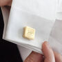 Initial Personalised Solid Square Cufflinks Gold, thumbnail 2 of 4