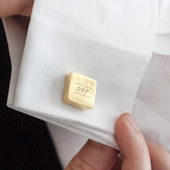 Initial Personalised Solid Square Cufflinks Gold, 2 of 4