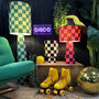 Handmade Checkerboard Velvet Lamps In Apple Sours, thumbnail 5 of 6
