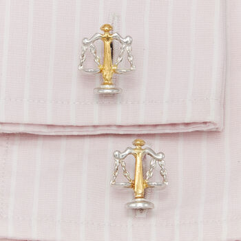 Scales Of Justice Cufflinks 18ct Gold On Silver, 2 of 2