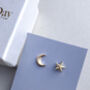 Solid Gold Handmade Moon And Star Studs, thumbnail 6 of 8