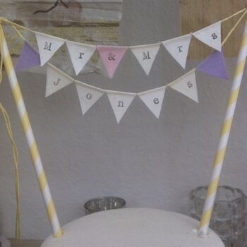 Personalised Wedding Cake Topper Bunting, 3 of 7