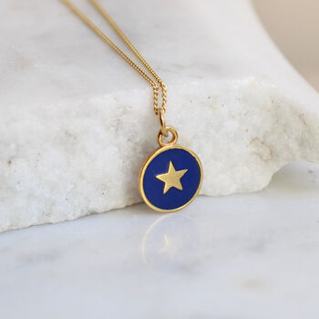 Small Star Enamel Necklace Gold Vermeil, 2 of 7