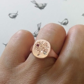 Family Tree Signet Ring With Birthstones, 5 of 12