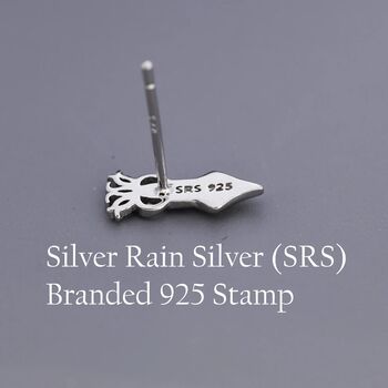 Squid Stud Earrings In Sterling Silver, 3 of 12