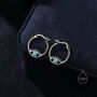 Blue Opal Eye Hoop Earrings In Sterling Silver, thumbnail 1 of 11