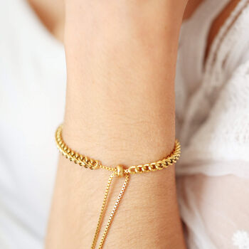Pull String Fastened Wheat Chain Bracelet, 9 of 12