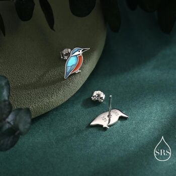 Sterling Silver Kingfisher Stud Earrings, 5 of 11