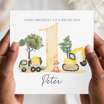 Construction 3rd Birthday Card For Boy, Any Age And Relationship, 3 of 4