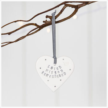 'Loved, Missed, Remembered' Ceramic Heart Decoration Sympathy Gift, 2 of 4