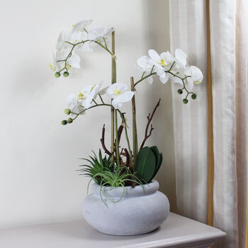 Luxury White Potted Artificial Phalaenopsis Plant, 2 of 3