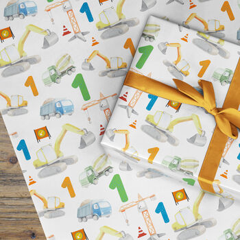 Construction Digger Wrapping Paper With Numbers, 3 of 12