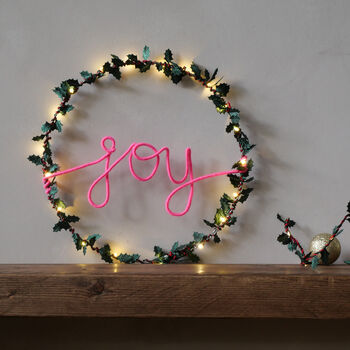 Personalised Holly Fairy Light Wreath, 2 of 6