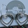 Silver Hoop Rose Quartz Heart Earrings, thumbnail 4 of 4