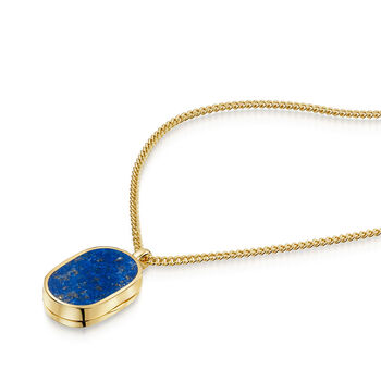 Men's Small Lapis Dog Tag Locket Gold, 5 of 6