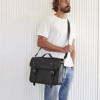 Personalised Leather Laptop Bag With Lifetime Guarantee, 7 of 9