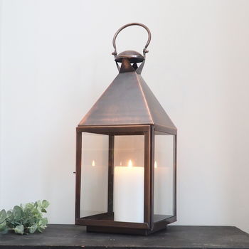 Tall Antique Copper Candle Lantern Two Sizes, 4 of 12