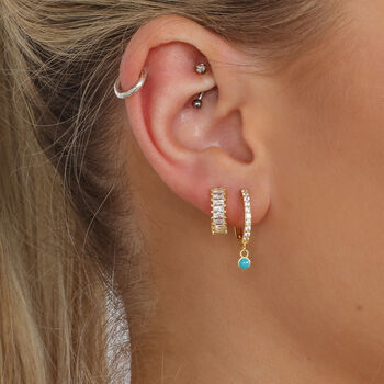 Silver Or Gold Plated Turquoise And Crystal Earrings, 2 of 6