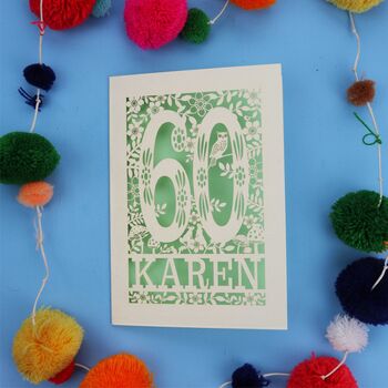 Personalised 60th Birthday Card Papercut Woodland Design, 5 of 11
