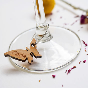 Personalised Five Butterfly Wine Glass Charms, 2 of 5