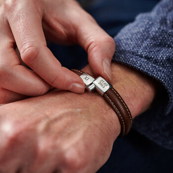 Personalised Eleven Year Anniversary Men's Stainless Steel Bracelet, 2 of 7