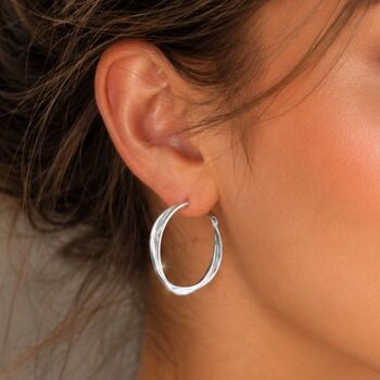 Solid Sterling Silver Interwoven Hoop Earrings, 2 of 8