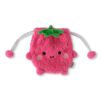 Pink Strawberry Fluffy Fruit Drawstring Pouch, 2 of 3