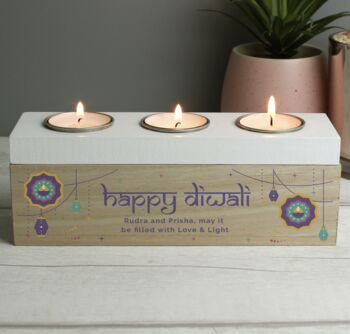 Personalised Diwali Triple Tealight Box, 2 of 3
