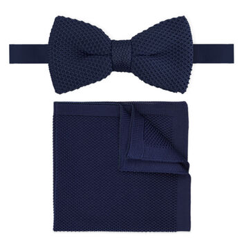 Men's Handmade Knitted Bow Tie In Navy Blue | Perfect Wedding Neck Tie For Groomsmen | Gents Woven Tie, 8 of 12