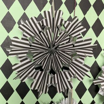 Black And White Stripy Paper Fan Decoration Kit, 6 of 6