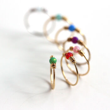 9ct Solid Gold Opal Coil Helix Nose Ring, 2 of 4