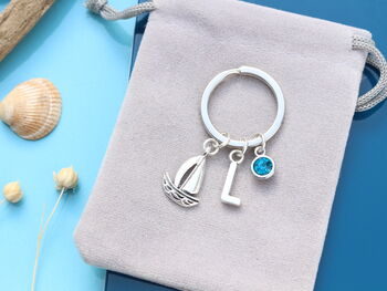 Sailing Boat Personalised Keyring Boating Gift, Present For Sailor, 3 of 9