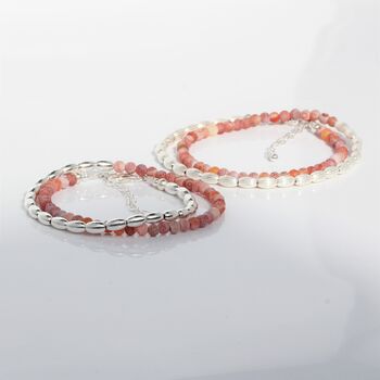 Orange Crackle Agate And Sterling Silver Beaded Necklace Or Double Bracelet, 6 of 11