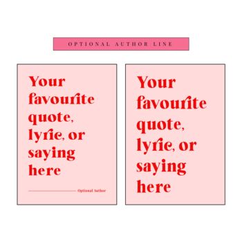 Personalised Quote Print Pink And Red, 3 of 7