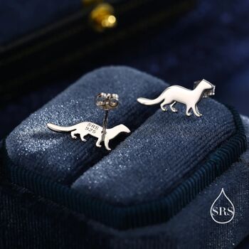 Sterling Silver Weasel Stud Earrings, 5 of 12