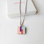 Flow Square Wooden Necklace Sustainable Jewellery, thumbnail 2 of 7