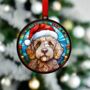 Labradoodle Golden In Santa Hat Suncatcher Decoration, thumbnail 2 of 6