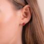 Red Druzy Round 18k Rose Gold Plated Studs, thumbnail 1 of 3