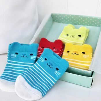 Personalised Kitten Baby Sock Gift Set, 3 of 3