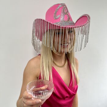 Hot Pink Rhinestone Fringe Cowboy Hat, 4 of 4