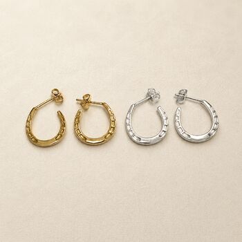 Lucky Horseshoe Hoop Earrings With Butterfly Clasp, 4 of 7
